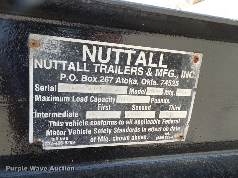 image for item DA1721 2001 Nuttall 235LBPS drop deck equipment trailer