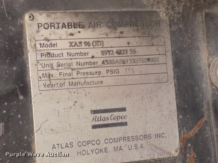 image for item DA3056 1999 Atlas Copco XAS96 air compressor