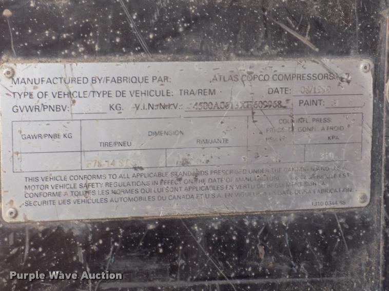 image for item DA3056 1999 Atlas Copco XAS96 air compressor