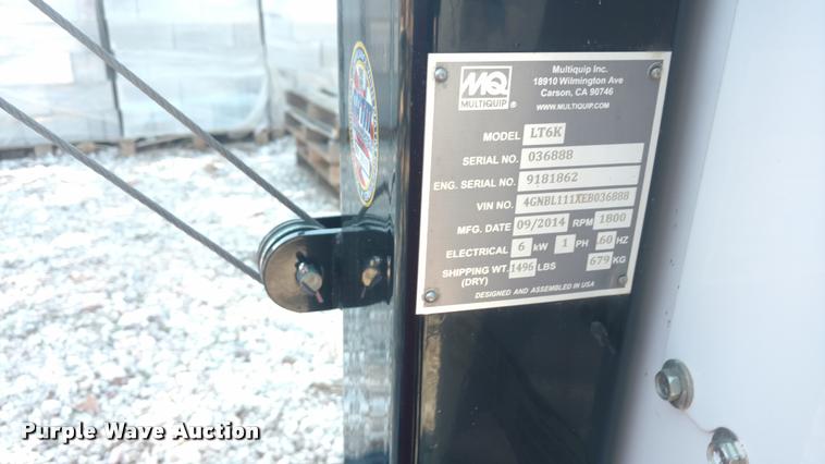 image for item DA5680 2014 Multiquip LT6K light plant