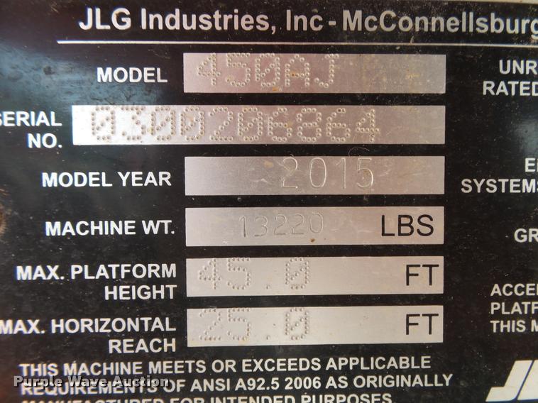 image for item DB7434 2015 JLG 450AJ boom lift