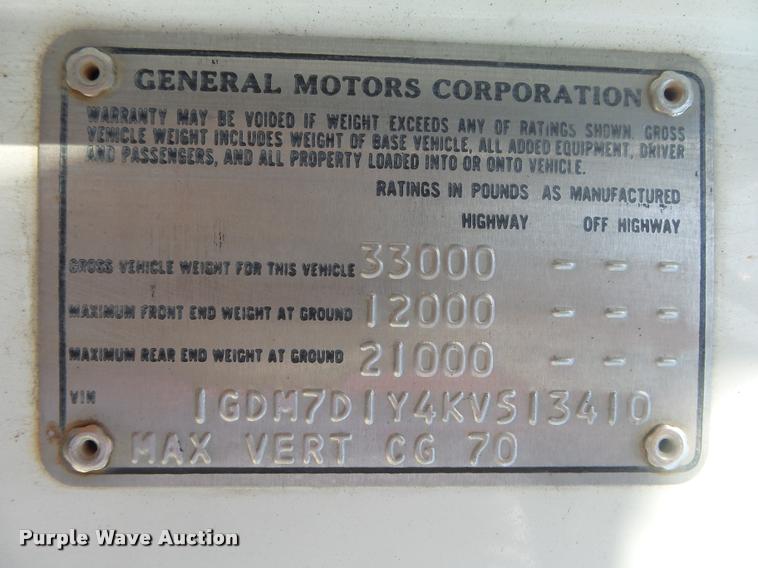 image for item DB7460 1989 GMC TopKick 7000 bucket truck