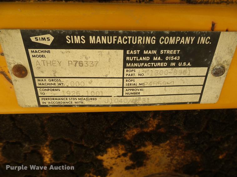 image for item DH9692 Sims Athey P76337 loader tractor