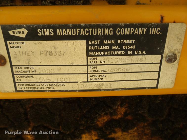 image for item DH9692 Sims Athey P76337 loader tractor