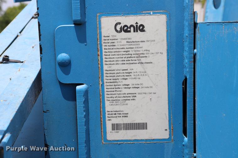 image for item DK9500 2005 Genie T234 boom lift