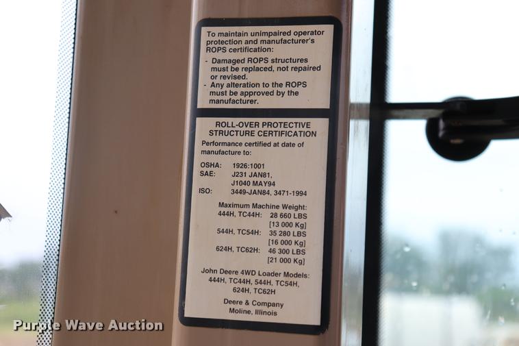 image for item DK9535 2000 John Deere TC62H wheel loader