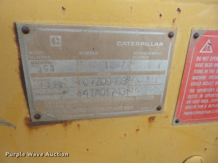 image for item K6459 1984 Caterpillar 963 track loader