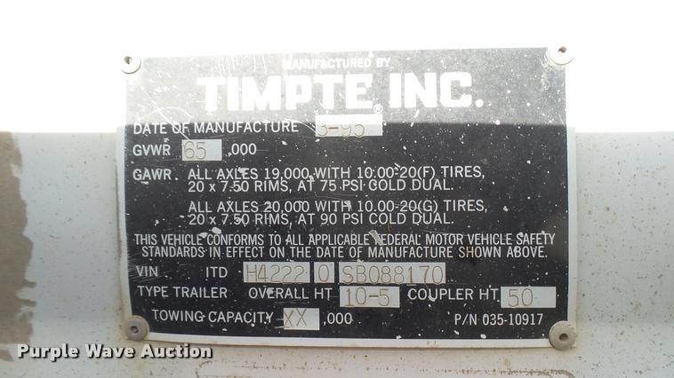 image for item DR9401 1995 Timpte double hopper bottom grain trailer