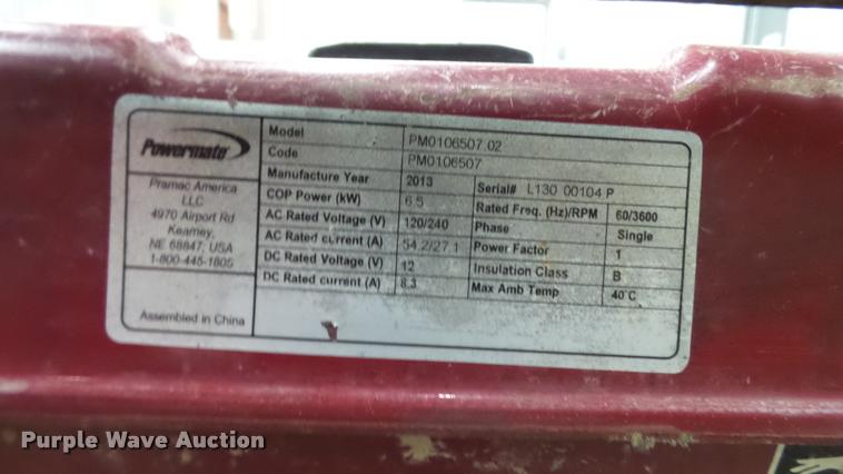 image for item DA1206 2013 Powermate generator