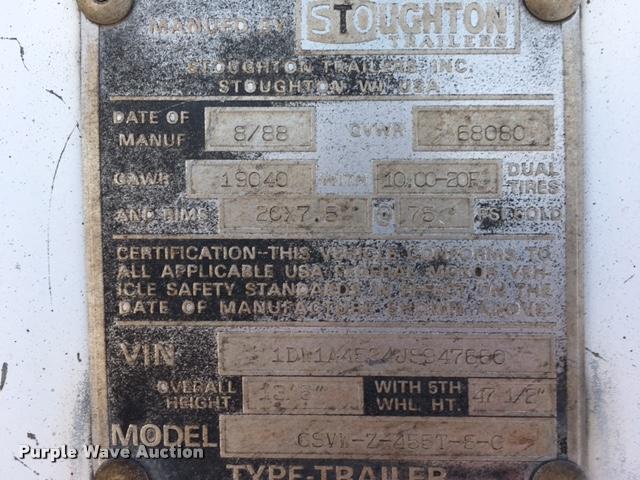 image for item G1408 1988 Stoughton dry van trailer