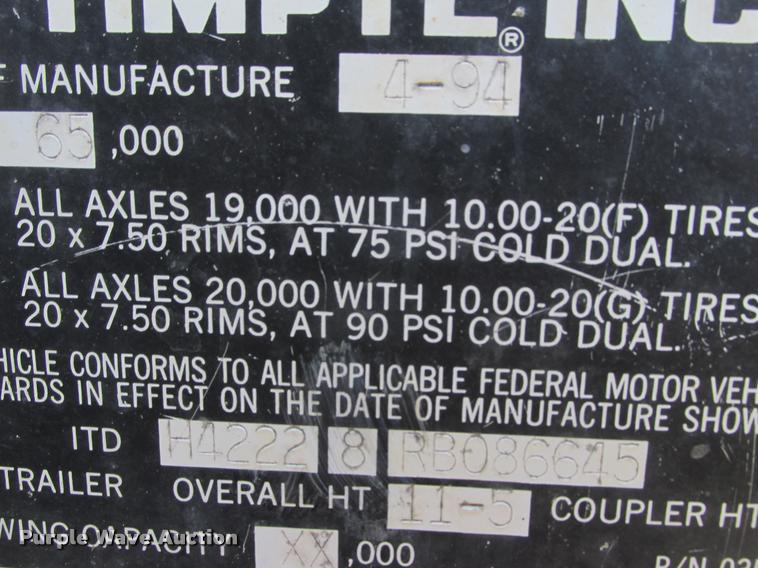 image for item K6118 1994 Timpte double hopper grain trailer
