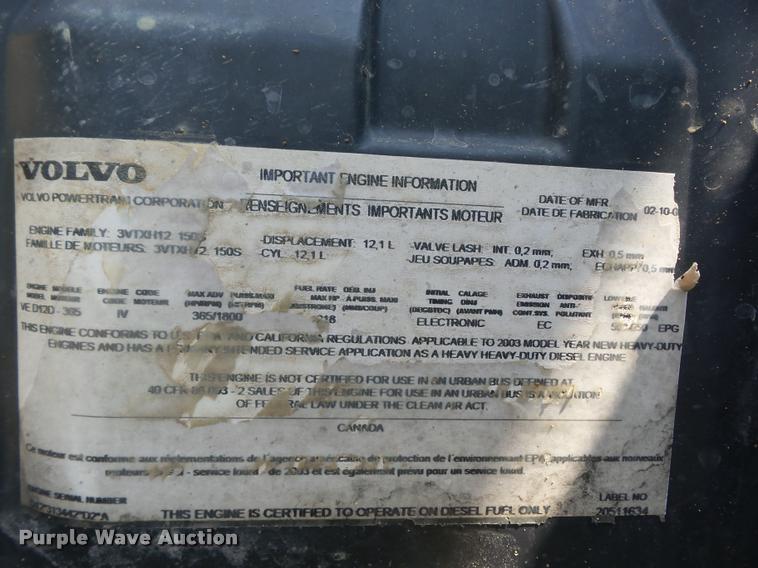 image for item K6449 2003 Volvo VNM semi truck