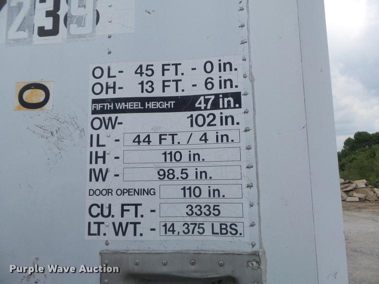 image for item K7499 1989 Dorsey SIDT-86-LSFB dry van trailer