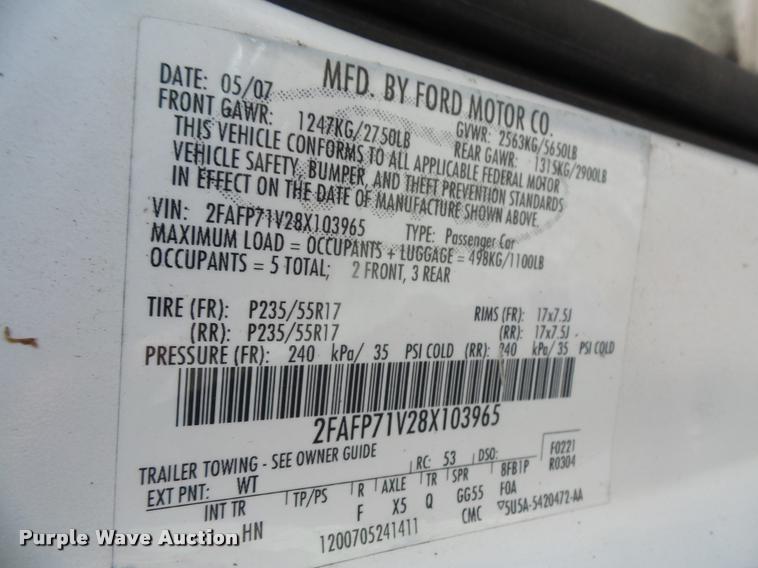 image for item DA1677 2008 Ford Crown Victoria Police Interceptor