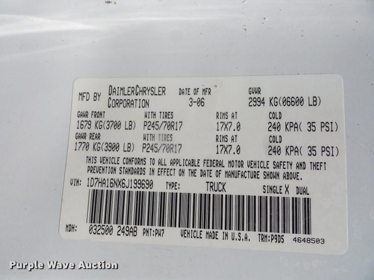 image for item DA1680 2006 Dodge Ram 1500 pickup truck