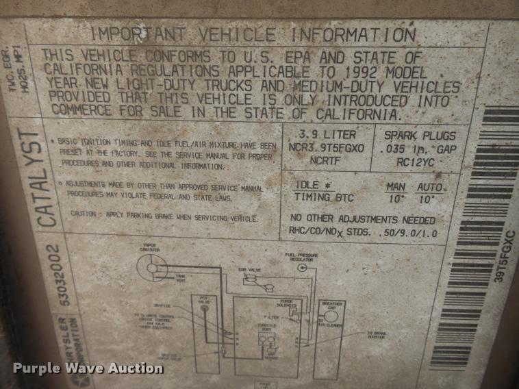 image for item DA2351 1992 Dodge Dakota Club Cab pickup truck
