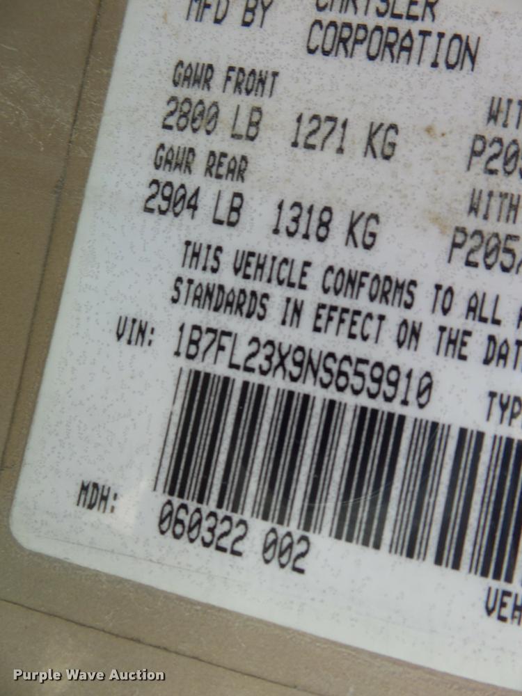 image for item DA2351 1992 Dodge Dakota Club Cab pickup truck