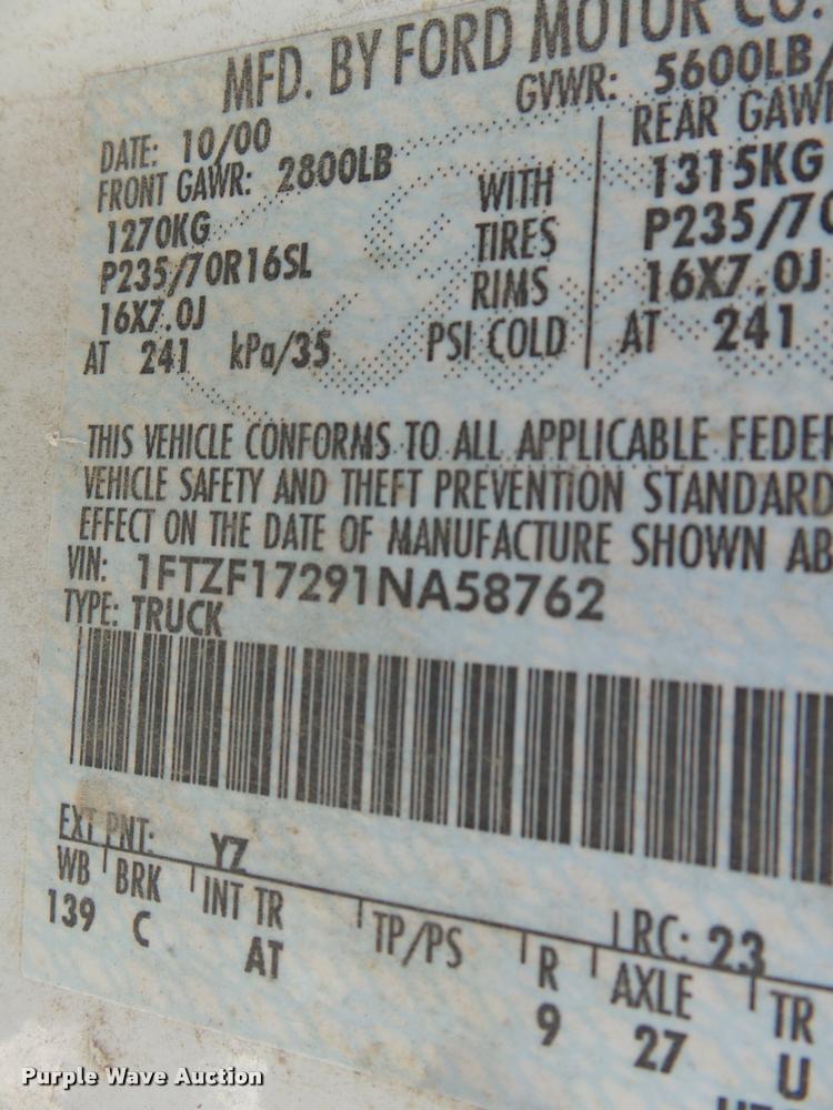 image for item DA2353 2001 Ford F150 pickup truck