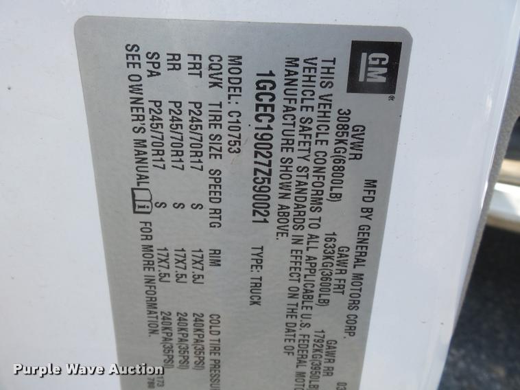 image for item DA2359 2007 Chevrolet Silverado 1500 Ext. Cab pickup truck