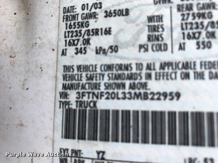 image for item DA2364 2003 Ford F250 Super Duty pickup truck