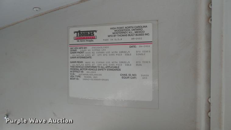 image for item DB3354 2002 Freightliner FS65 Thomas school bus