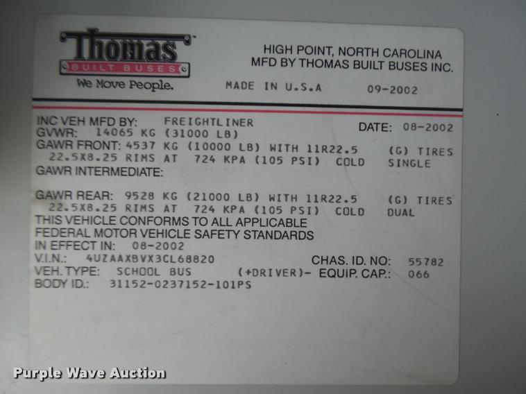 image for item DB6238 2003 Freightliner FS65 Thomas school bus