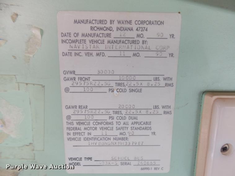 image for item DB6239 1991 International 3800 school bus