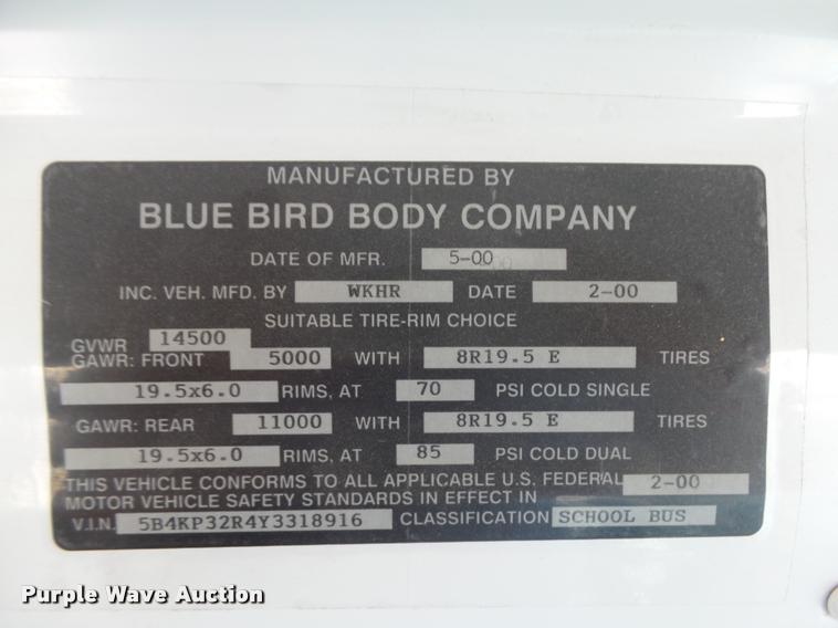 image for item DB6240 2000 Workhorse P30 Blue Bird school bus