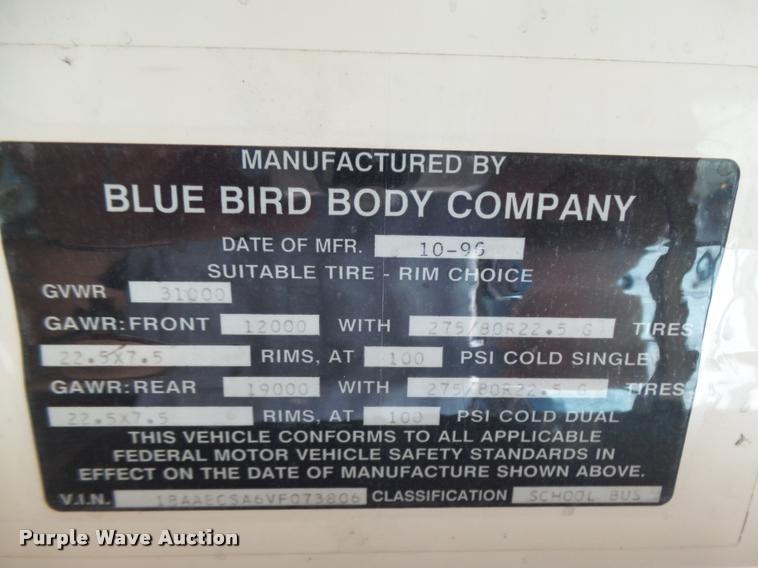 image for item DB6242 1997 Blue Bird TC2000 school bus