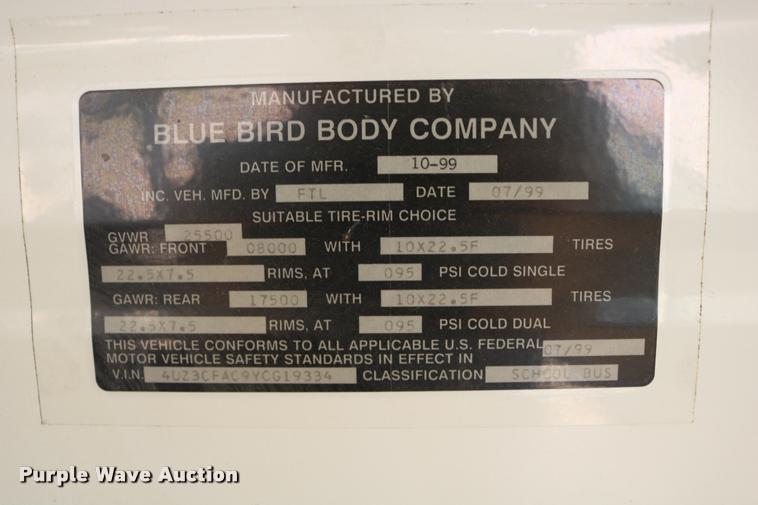 image for item DB9298 2000 Freightliner FS65 Blue Bird school bus