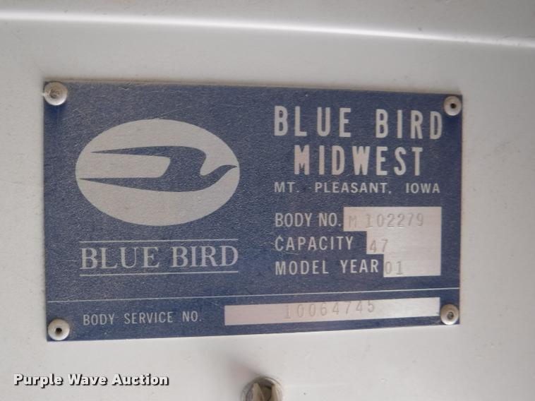 image for item J5680 2001 International 3800 Blue Bird school bus