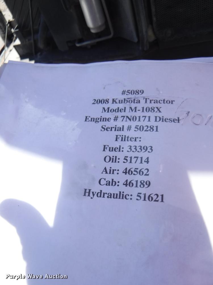 image for item K5900 2008 Kubota M108X 4WD tractor