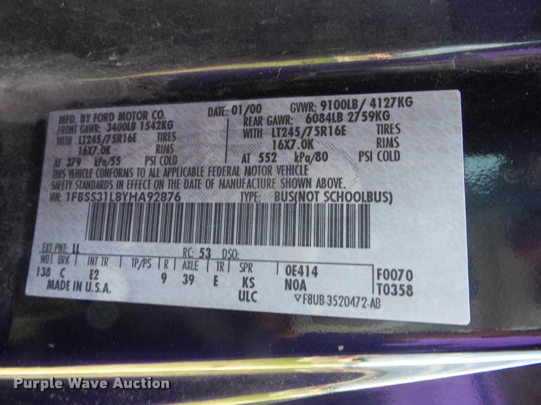 image for item K6435 2000 Ford Econoline E350 Extended van