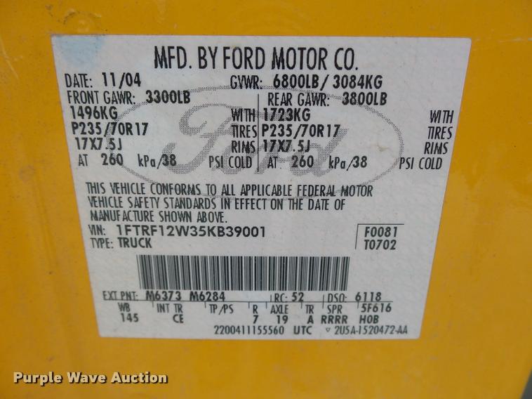 image for item DB4119 2005 Ford F150 XL pickup truck