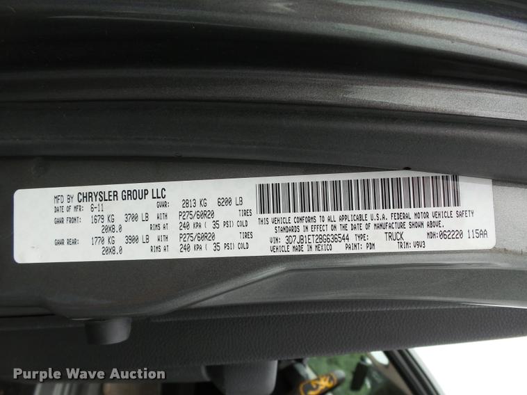 image for item DB4121 2011 Dodge Ram 1500 pickup truck