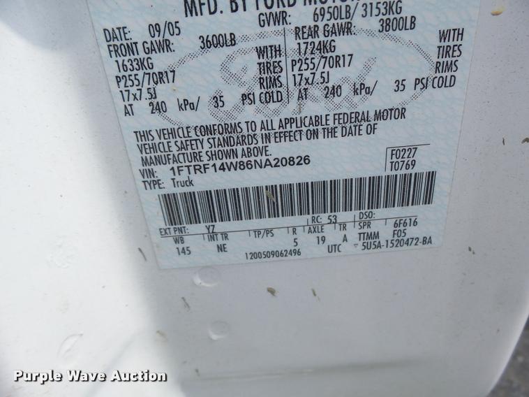 image for item DB5825 2006 Ford F150 pickup truck