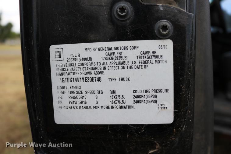 image for item DB9259 2000 GMC Sierra 1500 pickup truck