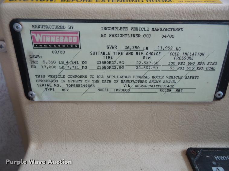 image for item DC5474 2001 Winnebago Itasca Horizon RV