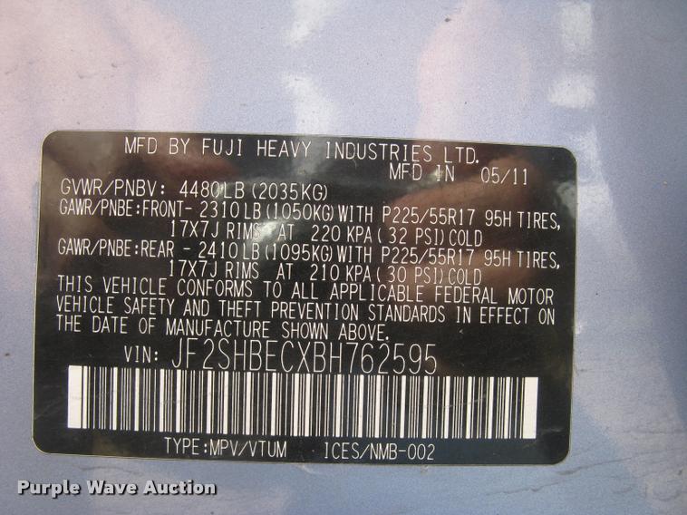 image for item L2307 2011 Subaru Forester SUV