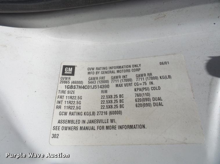 image for item DA6491 2001 Chevrolet C8500 bucket truck