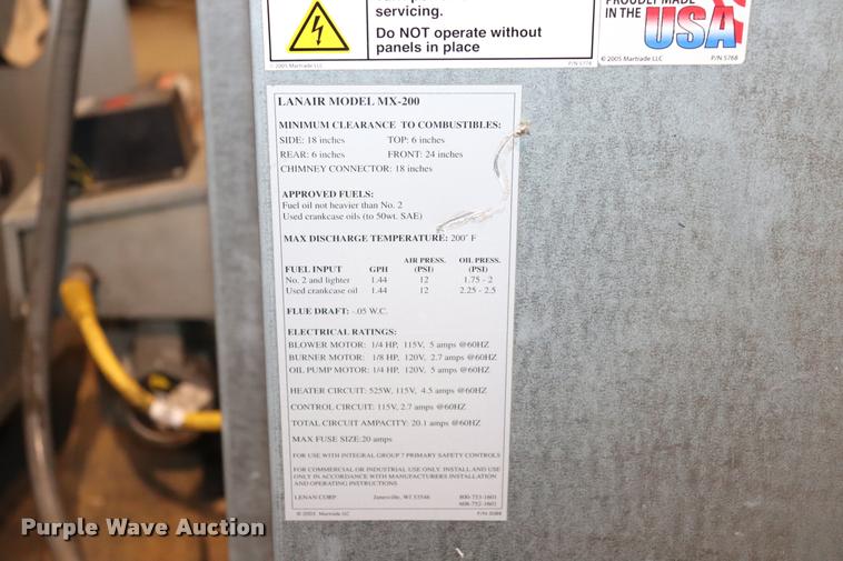 image for item DQ9472 (2) Lanair MX-200 waste oil heaters