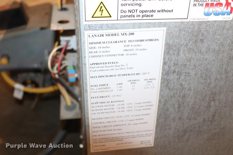 image for item DQ9472 (2) Lanair MX-200 waste oil heaters