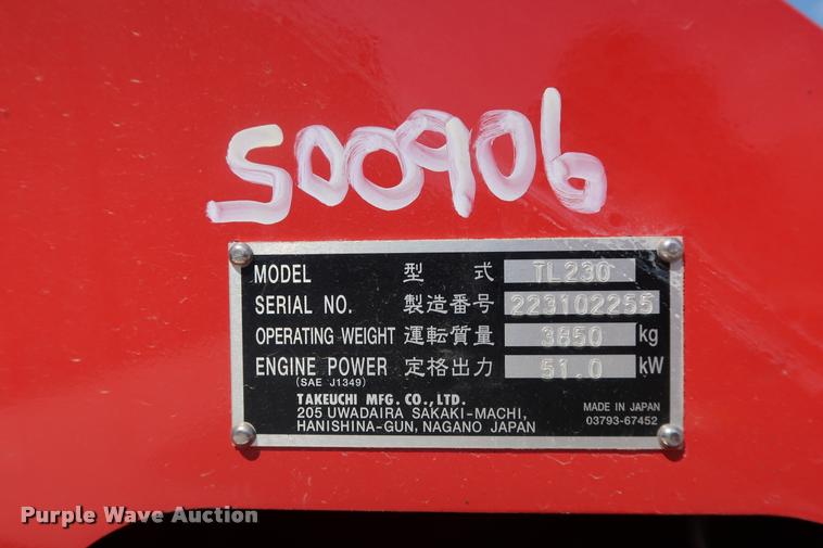 image for item K1815 2013 Takeuchi TL230 Series 2 skid steer