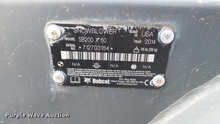 image for item DB8182 2014 Bobcat SB200X60 snow blower
