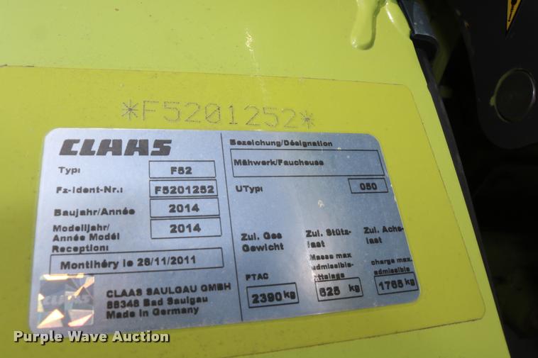image for item DA6862 2014 Claas 3500TRL disc mower