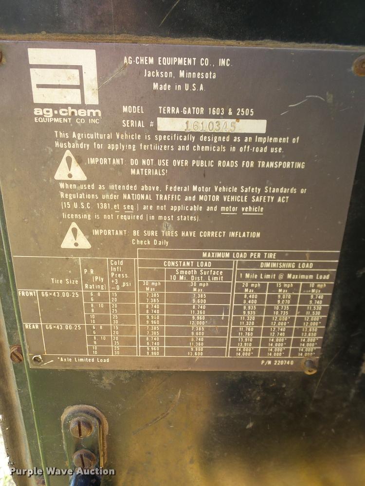 image for item DG9971 Ag-Chem TerraGator 1603 self-propelled sprayer