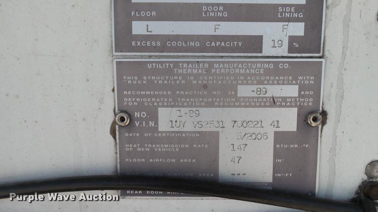 image for item DA1106 2007 Utility 300R refrigerated van trailer