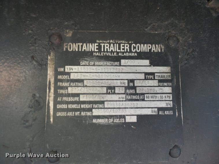 image for item DB6460 2000 Fontaine LFTW-6-8048WSAWK flatbed trailer