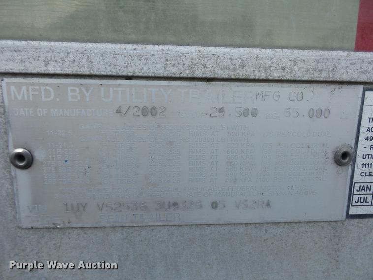 image for item DB6465 2002 Utility 300R refrigerated van trailer