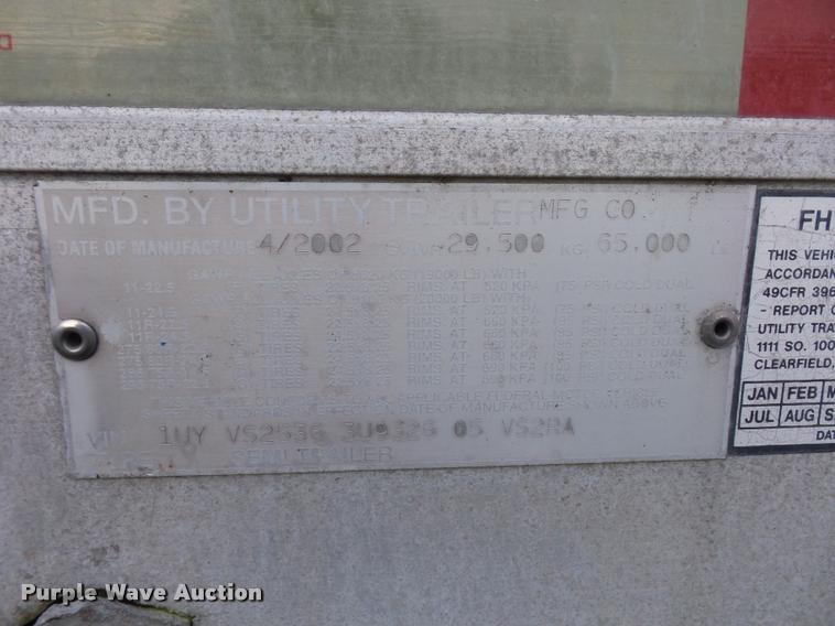 image for item DB6465 2002 Utility 300R refrigerated van trailer